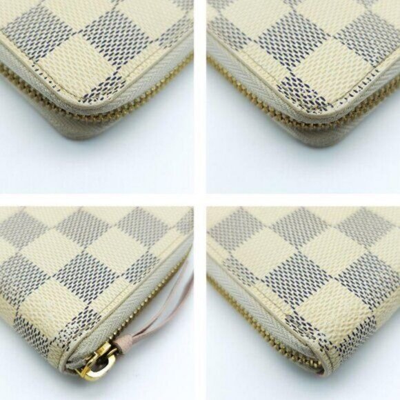 Authentic Louis Vuitton Damier Azur Clemence Zippy Wallet Rose Ballerine Pink - Picture 6 of 8